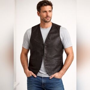 Phase 2 Brown Leather Vest Men’s Size L